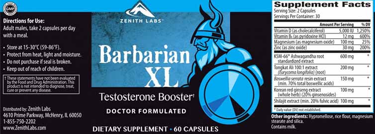 Barbarian XL Ingredients