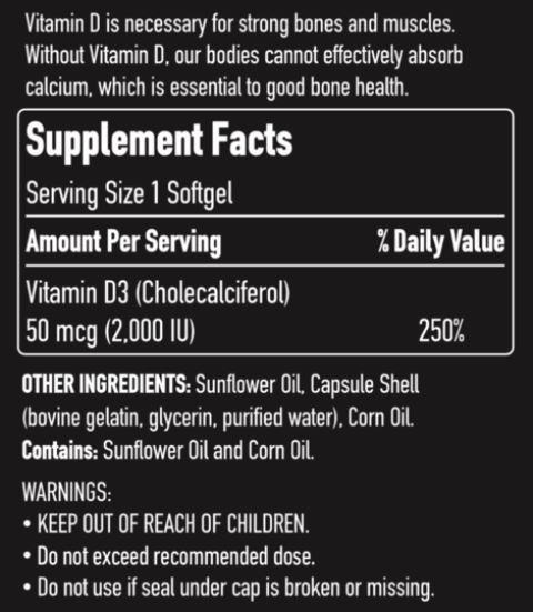 Newtrition BONES D3 Ingredients