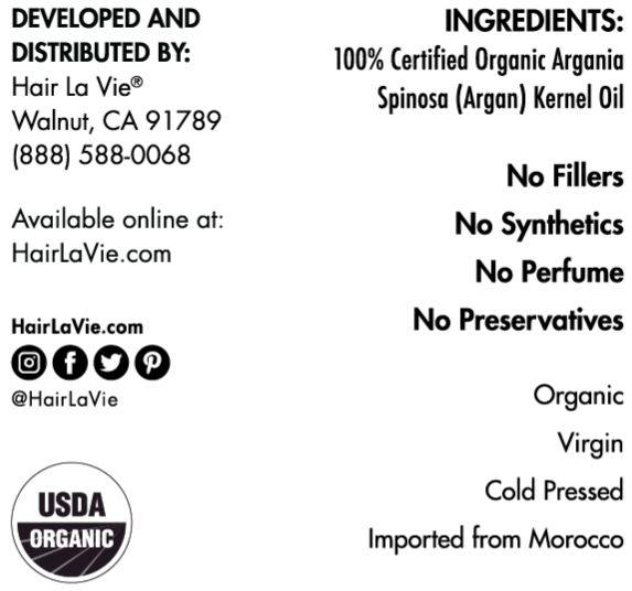 Organic Argan Oil ingredients