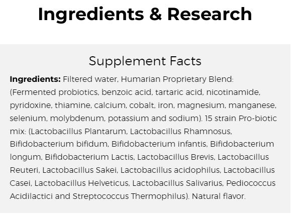 Vive Biotics Ingredients