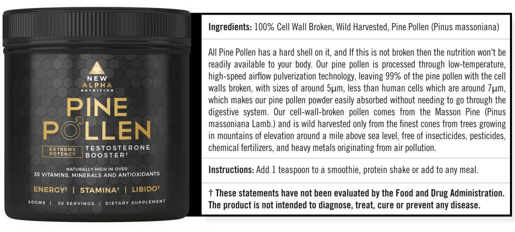 Pine Pollen Ingredients