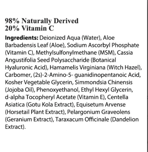 Vitamin C Serum Plus Ingredients