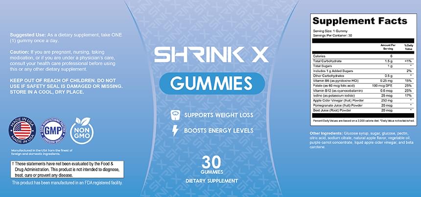 Shrink X Gummies Ingredients