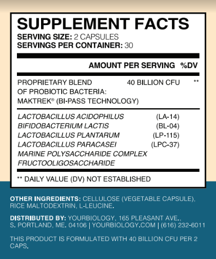 Yourbiology Gut+ ingredients